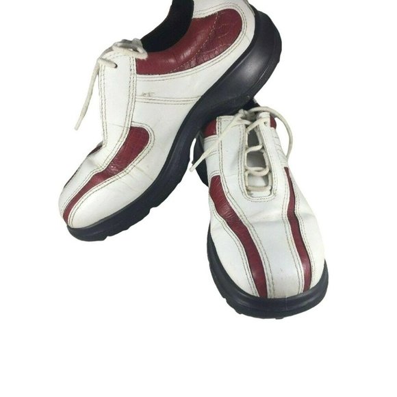 Ecco Womens Golf Shoes US Size 5 UK Size 36 White And Red Leather Bicycle Toe - Picture 7 of 8